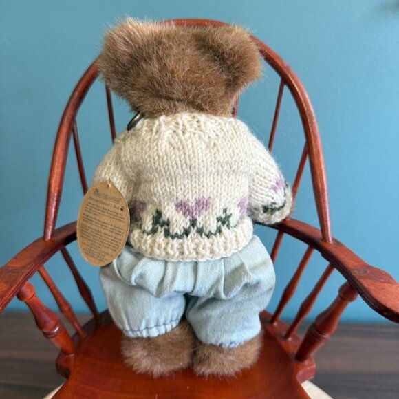 Vintage Boyds Bear Plush 8" Edmund T. Bear 1997 w Heart Sweater Pastel Bibs Tags - Picture 6 of 10